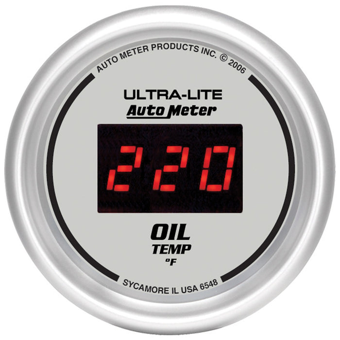 AutoMeter 6548 GAUGE; OIL TEMP; 2 1/16in.; 340deg.F; DIGITAL; SILVER DIAL W/RED LED - Truck Part Superstore