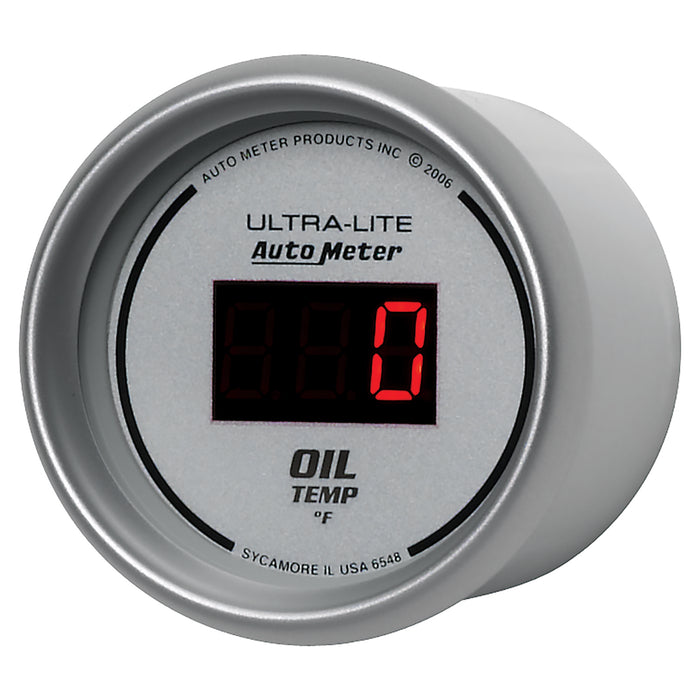 AutoMeter 6548 GAUGE; OIL TEMP; 2 1/16in.; 340deg.F; DIGITAL; SILVER DIAL W/RED LED - Truck Part Superstore