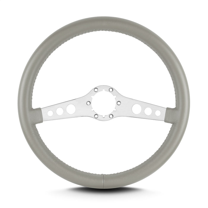 Lokar 65507 Lecarra SS Steering Wheel; Light Grey; Brushed Spokes; 14 in. Standard Grip; - Truck Part Superstore