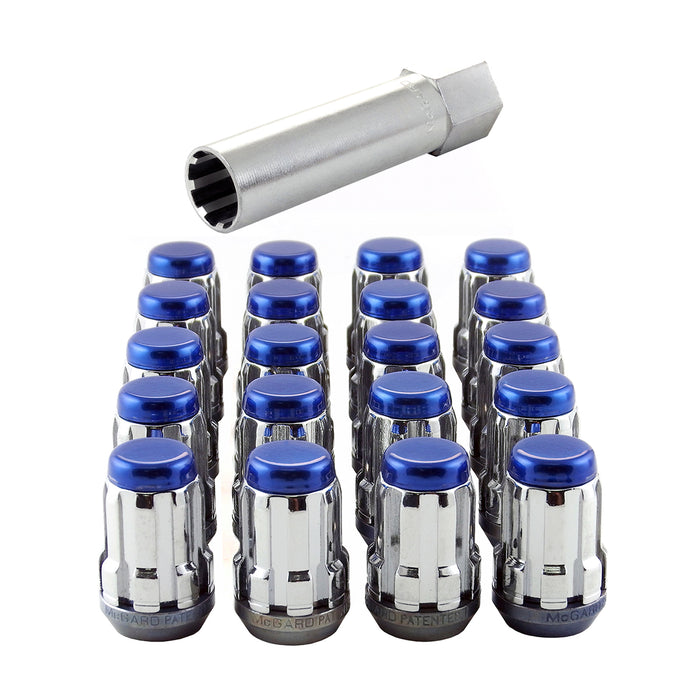 McGard 65554BCC Tuner Style Cone Seat Wheel Installation Kit-Chrome w/Blue Cap-Clamshell - Truck Part Superstore