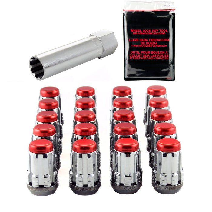 McGard 65554RC Tuner Style Cone Seat Wheel Installation Kit-Chrome w/Red Caps - Truck Part Superstore