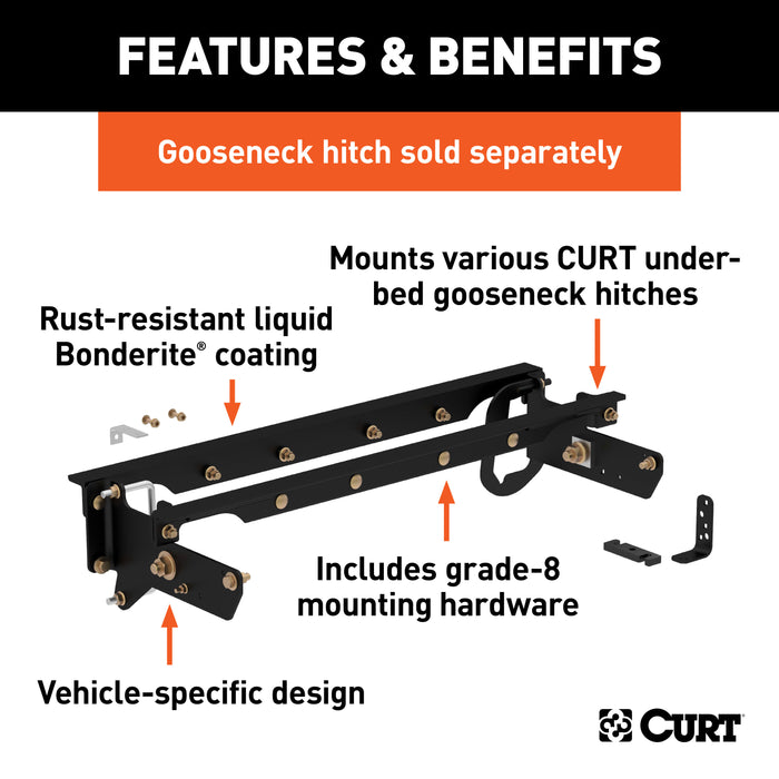 CURT 60644 Under-Bed Gooseneck Installation Brackets; Select Ford F-250; F-350; F-450 - Truck Part Superstore