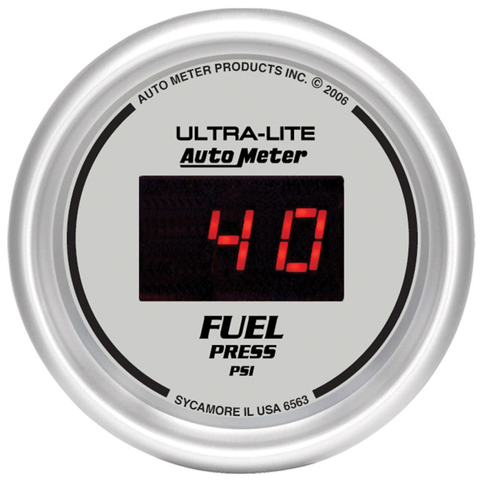 AutoMeter 6563 GAUGE; FUEL PRESSURE; 2 1/16in.; 100PSI; DIGITAL; SILVER DIAL W/RED LED - Truck Part Superstore