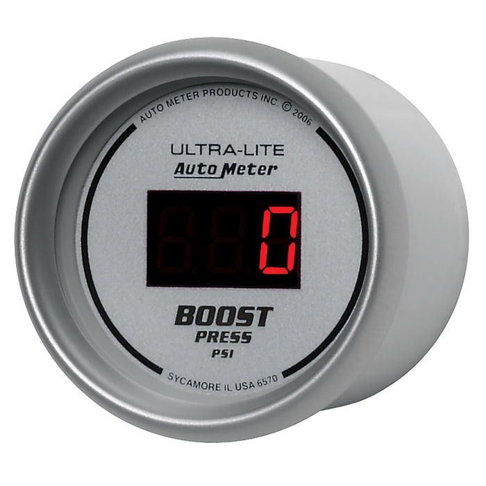 AutoMeter 6570 GAUGE; BOOST; 2 1/16in.; 60PSI; DIGITAL; SILVER DIAL W/RED LED - Truck Part Superstore