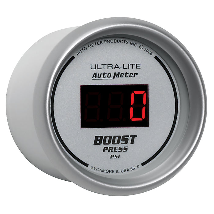 AutoMeter 6570 GAUGE; BOOST; 2 1/16in.; 60PSI; DIGITAL; SILVER DIAL W/RED LED - Truck Part Superstore