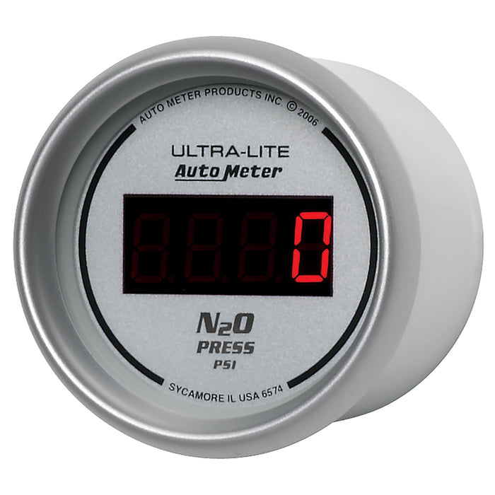 AutoMeter 6574 GAUGE; NITROUS PRESSURE; 2 1/16in.; 1600PSI; DIGITAL; SILVER DIAL W/RED LED - Truck Part Superstore