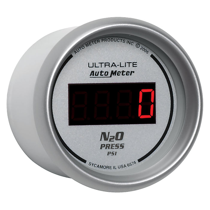 AutoMeter 6574 GAUGE; NITROUS PRESSURE; 2 1/16in.; 1600PSI; DIGITAL; SILVER DIAL W/RED LED - Truck Part Superstore