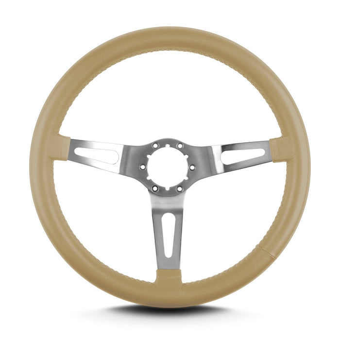 Lokar 65809 Lecarra Teardrop Steering Wheel; Tan; 3 Brushed Spokes; 14 in. Standard Grip; - Truck Part Superstore