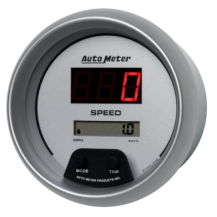 AutoMeter 6588 GAUGE; SPEEDO; 3 3/8in.; 260MPH/260KM/H; ELEC PROGRAM; DIGITAL; SLVR W/RED LED - Truck Part Superstore