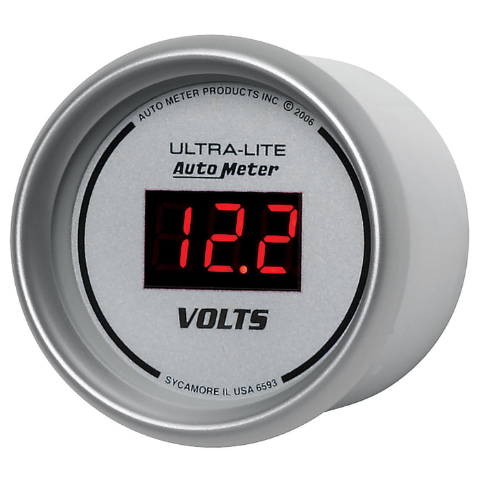 AutoMeter 6593 GAUGE; VOLTMETER; 2 1/16in.; 18V; DIGITAL; SILVER DIAL W/RED LED - Truck Part Superstore