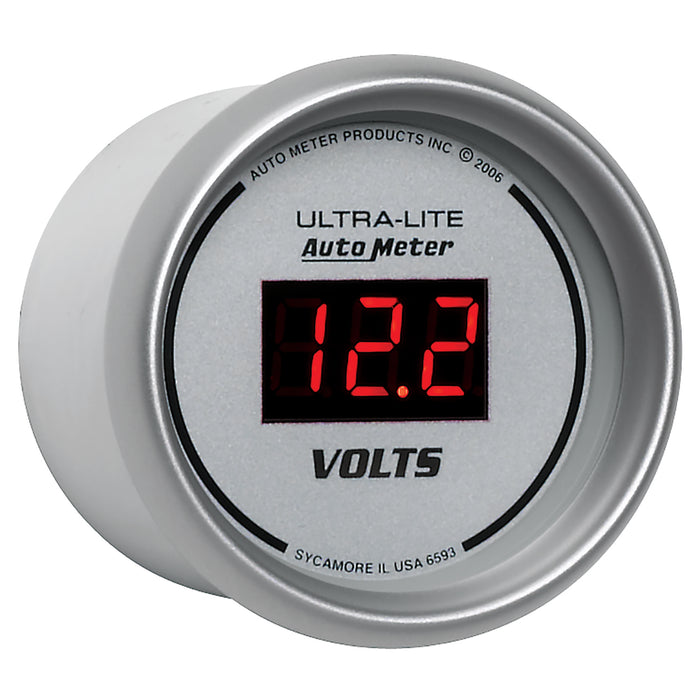 AutoMeter 6593 GAUGE; VOLTMETER; 2 1/16in.; 18V; DIGITAL; SILVER DIAL W/RED LED - Truck Part Superstore