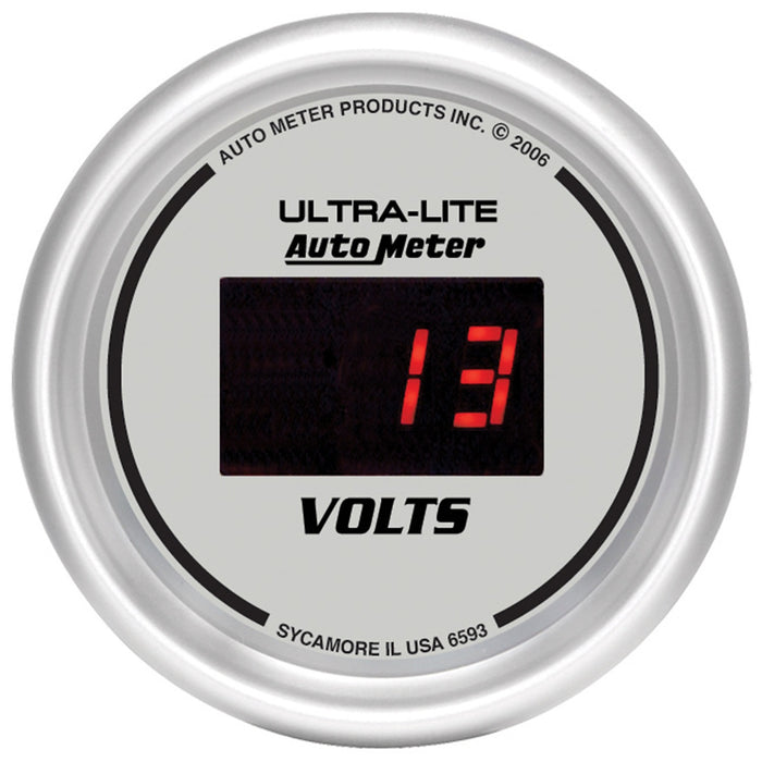 AutoMeter 6593 GAUGE; VOLTMETER; 2 1/16in.; 18V; DIGITAL; SILVER DIAL W/RED LED - Truck Part Superstore