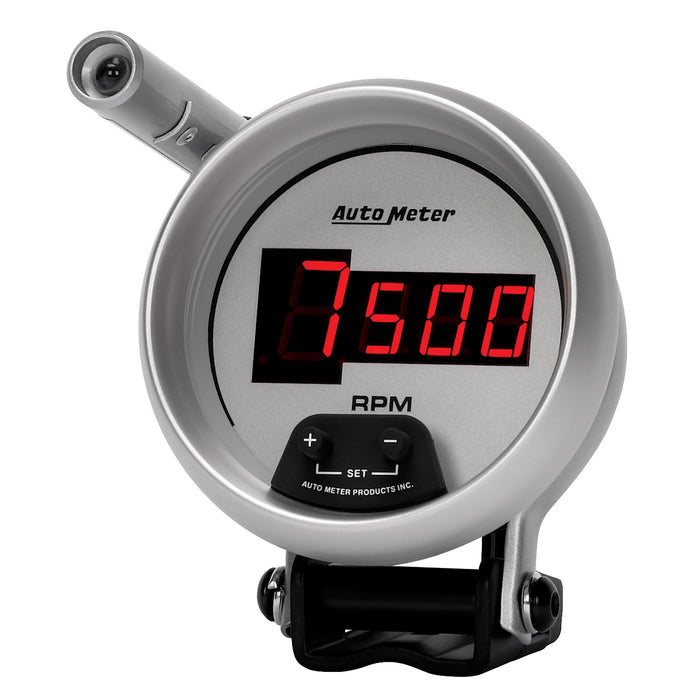 AutoMeter 6599 GAUGE; TACH; 3 3/4in.; 10K RPM; PEDESTAL W/QUICK-LITE; DIGITAL; SLVR W/RED LED - Truck Part Superstore