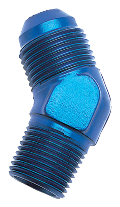 Russell 660100 45 Deg. Flare To Pipe Adapter Fitting; Blue Anodized; -6AN; 1/8 in. Pipe Size; - Truck Part Superstore