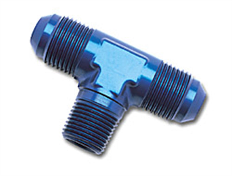 Russell 660120 Flare To Pipe Tee; Blue Anodized; -6AN; 3/8 in. Pipe Size; - Truck Part Superstore