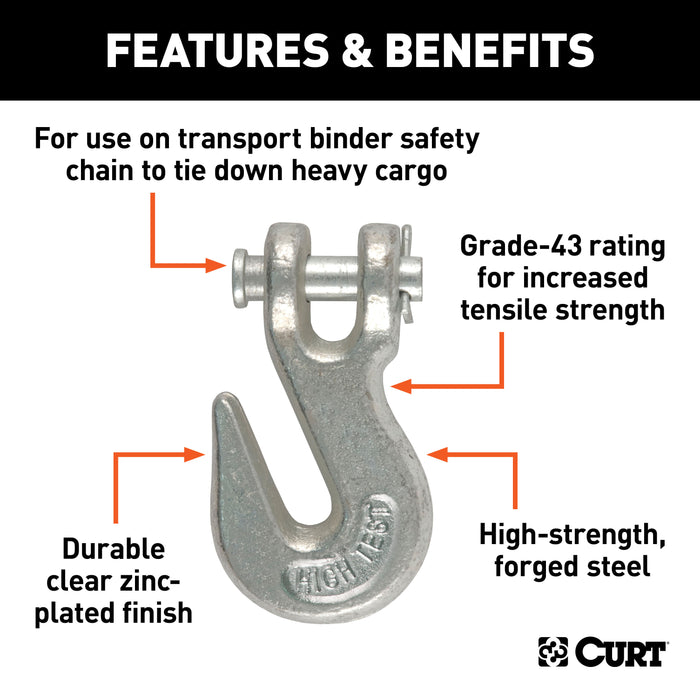 CURT 81330 1/4in. Clevis Grab Hook (2;600 lbs; 3/8in. Pin) - Truck Part Superstore