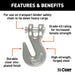 CURT 81330 1/4in. Clevis Grab Hook (2;600 lbs; 3/8in. Pin) - Truck Part Superstore