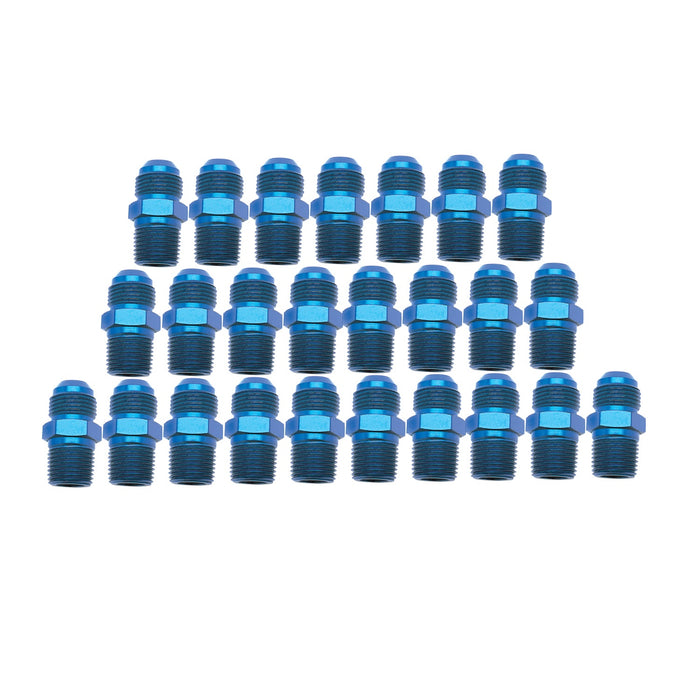 Russell 660418 BULK PKG (25 PCS)-3 TI 1/8in. NPT FLARE TO PIPE ADPTR; BLUE ANODIZE - Truck Part Superstore