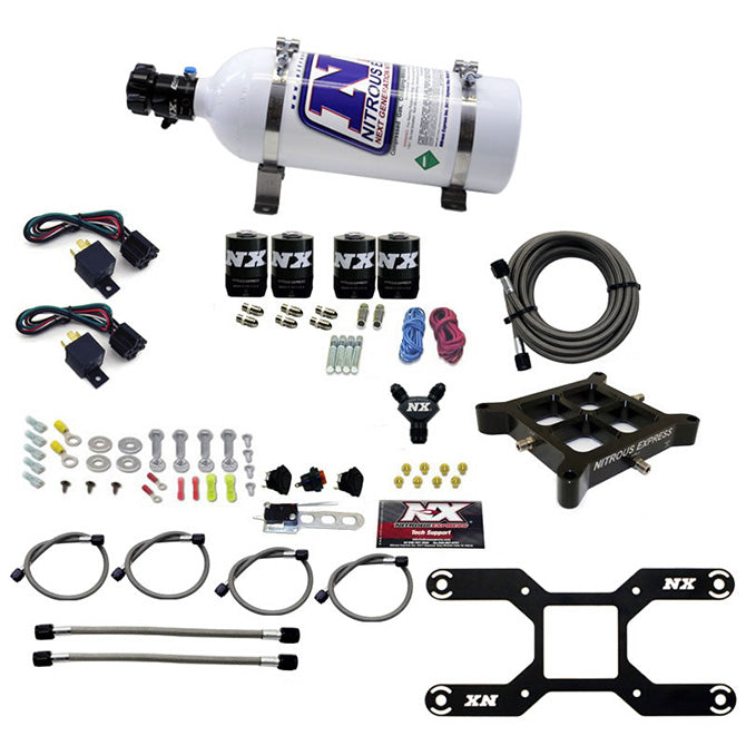 Nitrous Express 66042-05 4150 DUAL STAGE BILLET CROSSBAR; (50-300/100-500HP) WITH 5LB BOTTLE. - Truck Part Superstore