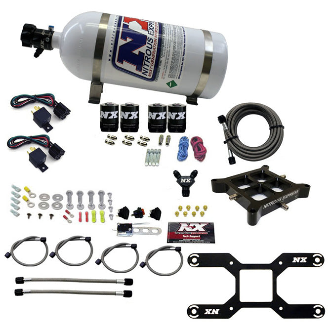 Nitrous Express 66042-10 4150 DUAL STAGE BILLET CROSSBAR; (50-300/100-500HP) WITH 10LB BOTTLE. - Truck Part Superstore
