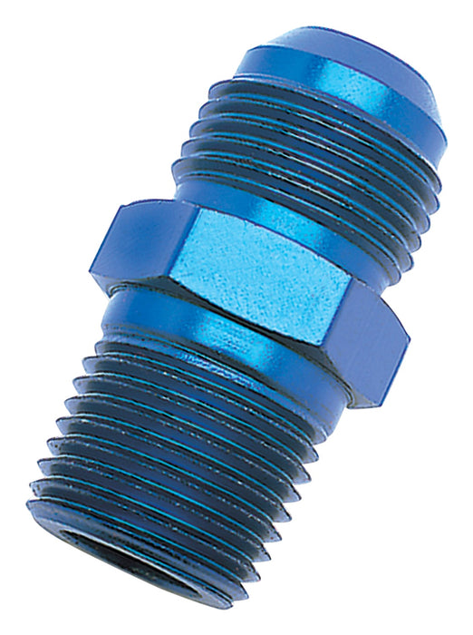 Russell 660420 Straight Flare To Pipe Adapter Fitting; Blue Anodized; -4AN; 1/8 in. Pipe Size; - Truck Part Superstore