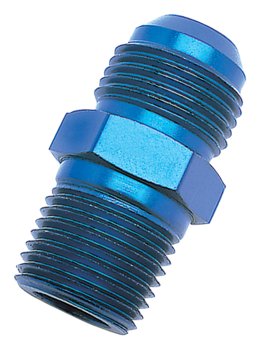 Russell 660430 Straight Flare To Pipe Adapter Fitting; Blue Anodized; -4AN; 1/4 in. Pipe Size; - Truck Part Superstore