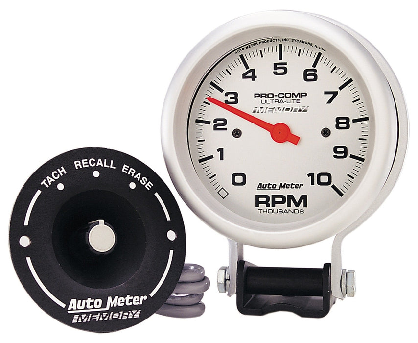 AutoMeter 6604 GAUGE; TACHOMETER; 3 3/4in.; 10K RPM; PEDESTAL W/PEAK MEMORY; ULTRA-LITE - Truck Part Superstore