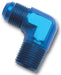 Russell 660840 90 Deg. Flare To Pipe Adapter Fitting; Blue Anodized; -6AN; 3/8 in. Pipe Size; - Truck Part Superstore