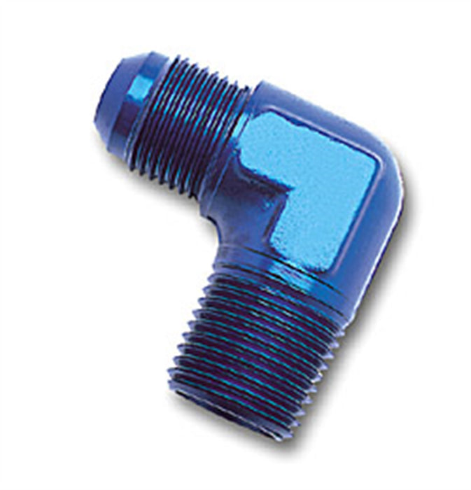 Russell 660720 90 Deg. Flare To Pipe Adapter Fitting; Blue Anodized; -6AN; 1/2 in. Pipe Size; - Truck Part Superstore