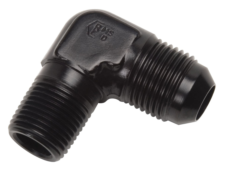 Russell 660843 Pro Classic 90 Deg. Flare To Pipe Adapter; Black; -6AN; 3/8 in. NPT; - Truck Part Superstore
