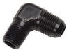Russell 660843 Pro Classic 90 Deg. Flare To Pipe Adapter; Black; -6AN; 3/8 in. NPT; - Truck Part Superstore