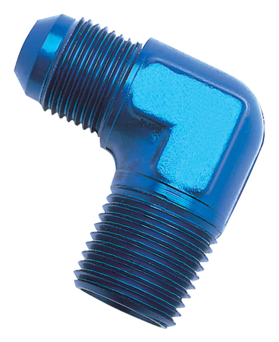 Russell 660910 90 Deg. Flare To Pipe Adapter Fitting; Blue Anodized; -16AN; 1 in. Pipe Size; - Truck Part Superstore