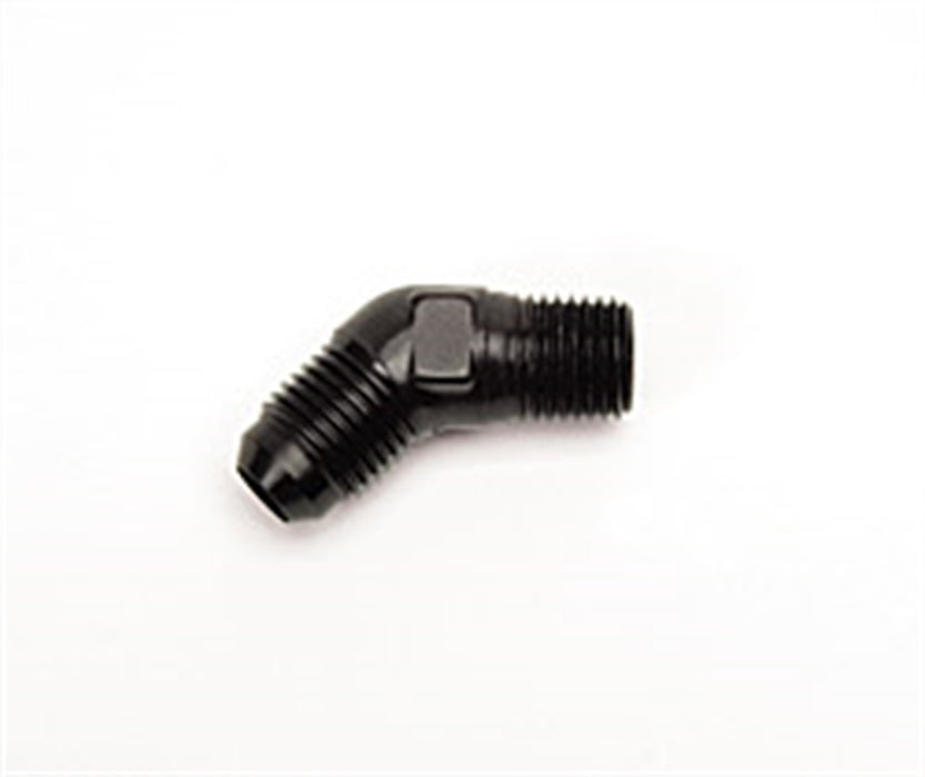 Russell 660953 Pro Classic 45 Deg. Flare To Pipe Adapter; Black; -6AN; 1/4 in. NPT; - Truck Part Superstore