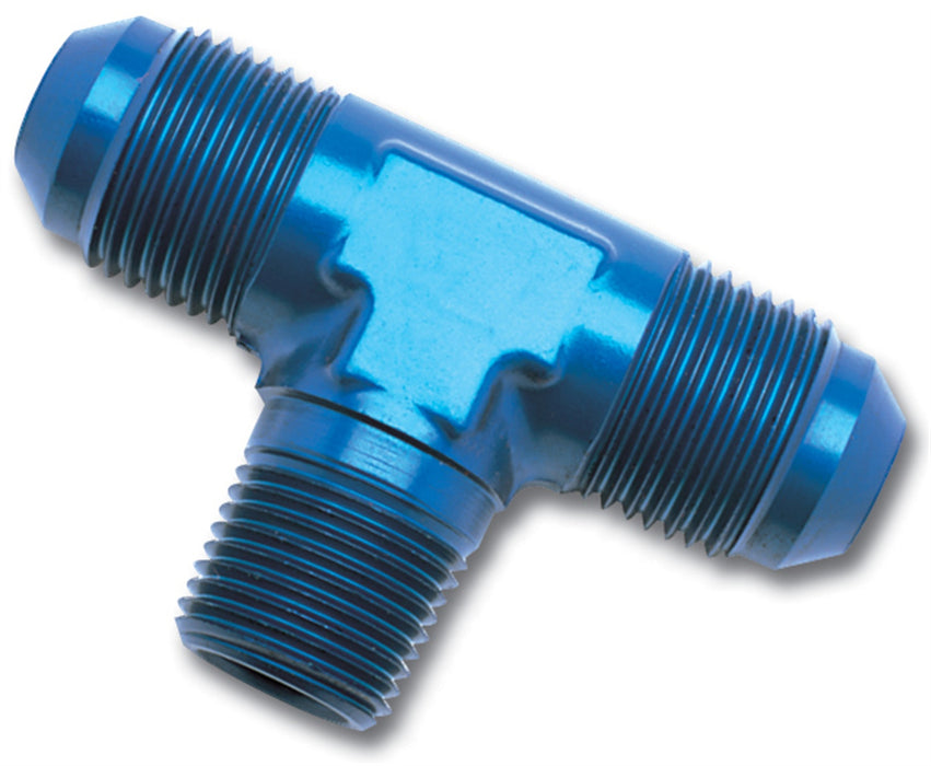 Russell 661080 Flare To Pipe Tee; Blue Anodized; -6AN; 1/4 in. Pipe Size; - Truck Part Superstore