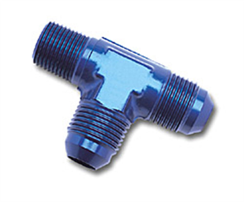 Russell 661120 Flare To Pipe Tee On Run; Blue Anodized; -6AN; 1/4 in. Pipe Size; - Truck Part Superstore