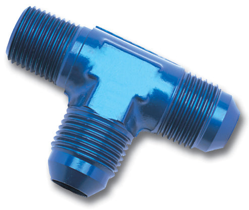 Russell 661130 Flare To Pipe Tee On Run; Blue Anodized; -8AN; 3/8 in. Pipe Size; - Truck Part Superstore
