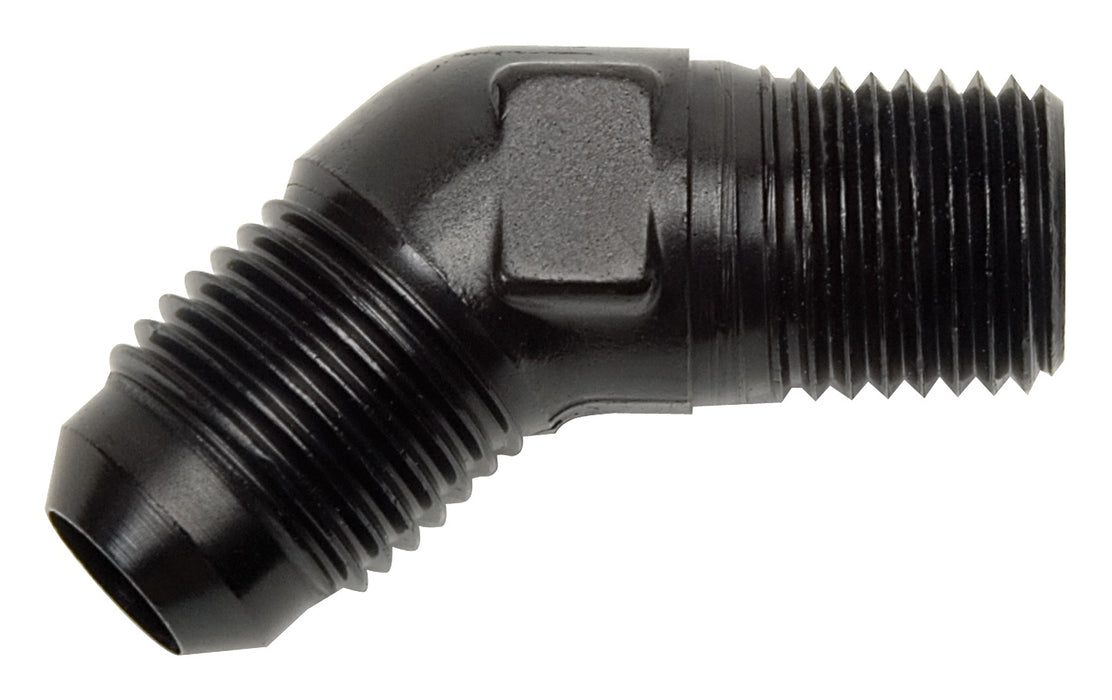Russell 662393 45 Deg. Flare To Pipe Adapter Fitting; Black; -6AN; 3/8 in. Pipe Size; - Truck Part Superstore