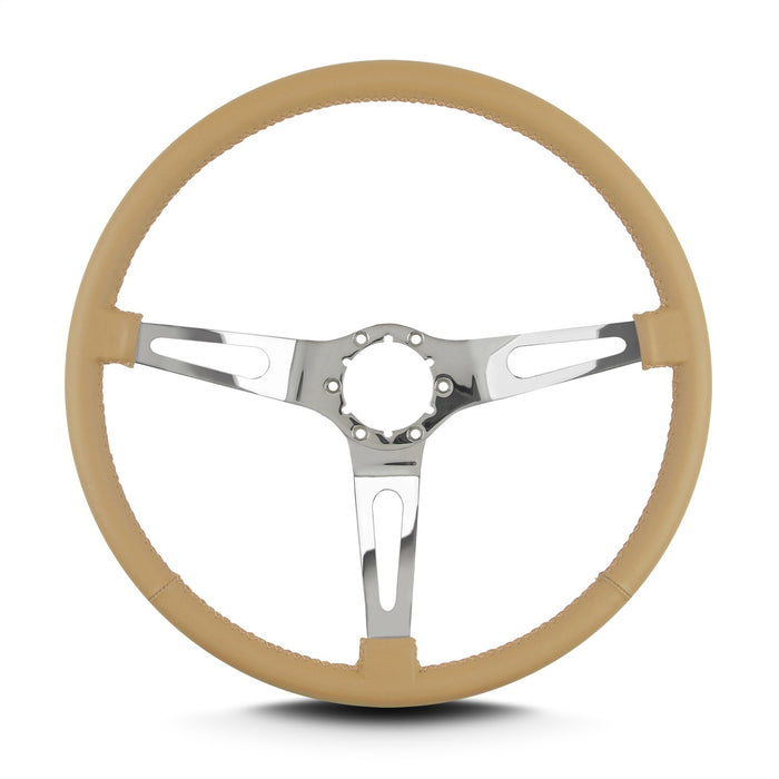 Lokar 66309 Lecarra Teardrop Steering Wheel; Tan; 3 Polished Spokes; 15 in. Thin Grip; - Truck Part Superstore