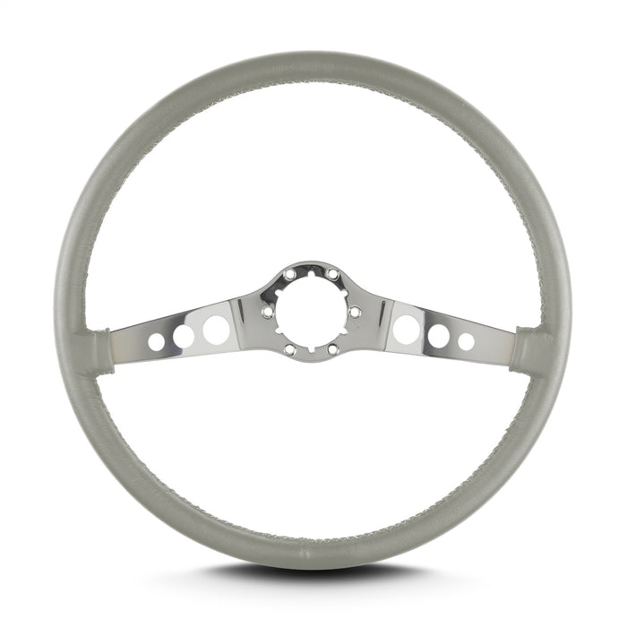 Lokar 66707 Lecarra SS Steering Wheel; Light Grey; Polished Spokes; 15 in. Thin Grip; - Truck Part Superstore