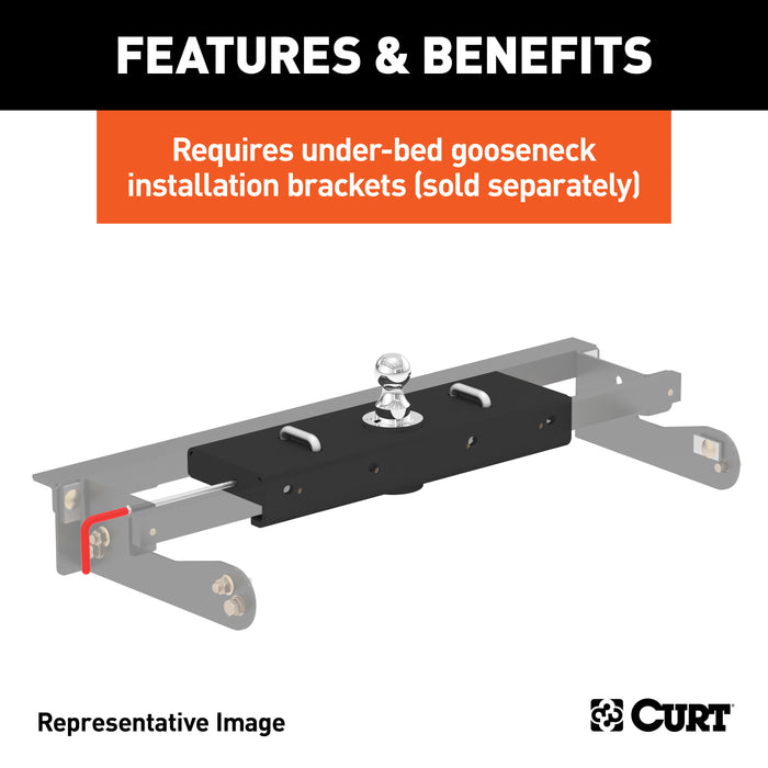 CURT 60619 Double Lock EZr Gooseneck Hitch; 2-5/16in. Ball; 30K (Brackets Required) - Truck Part Superstore