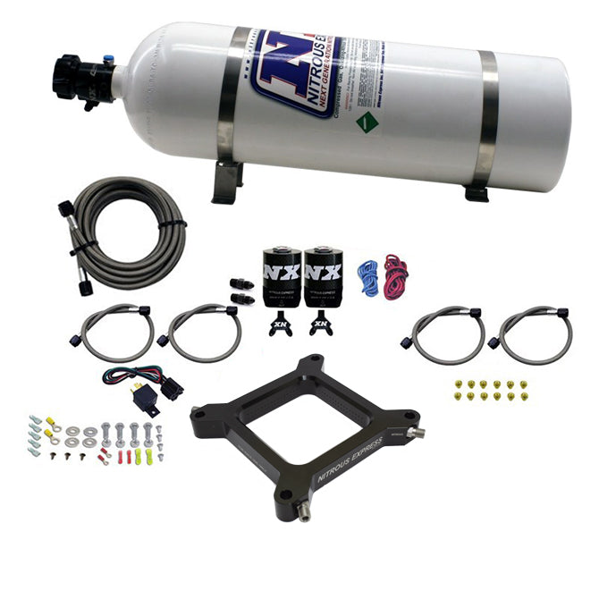 Nitrous Express 67040-15 Assassin Nitrous Plate System; 4150 Flange; 50-300 HP; Incl. 15 lb. Bottle; - Truck Part Superstore