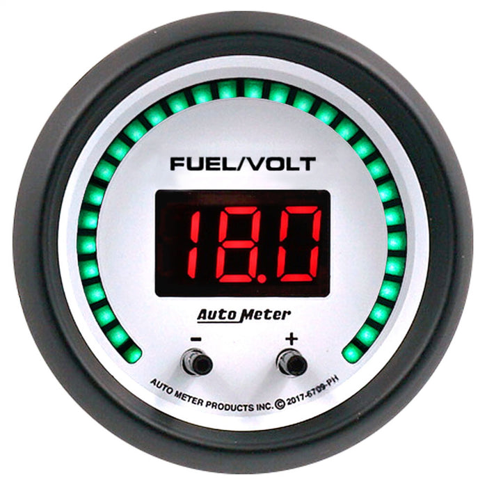AutoMeter 6709-PH 2-1/16in. TWO CHANNEL FUEL LEVEL/VOLTMETER; 0-100%/8-18V; PHANTOM ELITE DIGITAL - Truck Part Superstore
