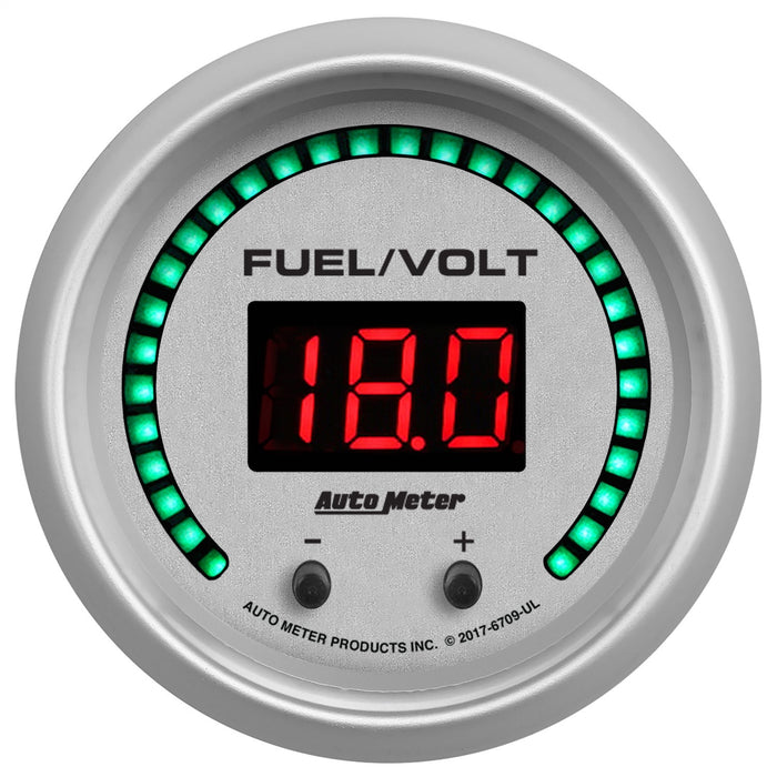 AutoMeter 6709-UL GAUGE; FUEL/VOLT; 2 1/16in. TWO CHANNEL; SELECTABLE; ULTRA-LITE ELITE DIGITAL - Truck Part Superstore