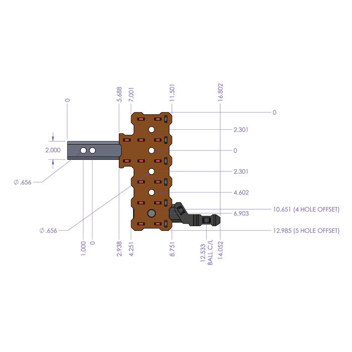 GEN-Y Hitch GH-13155X PHANTOM-X 2" Hollow Shank 7" Offset Drop .7K TW 7K Hitch & Platinum Ball Mount - Truck Part Superstore