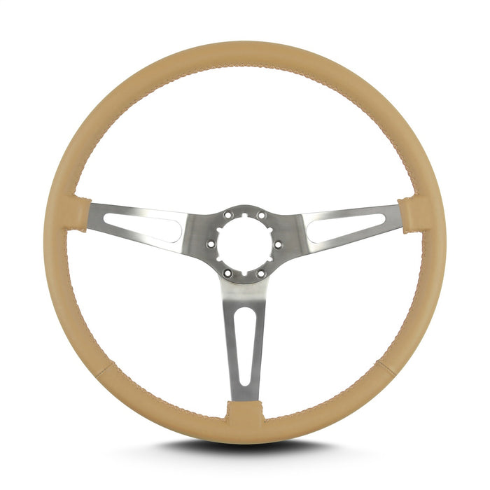 Lokar 67309 Lecarra Teardrop Steering Wheel; Tan; 3 Brushed Spokes; 15 in. Thin Grip; - Truck Part Superstore