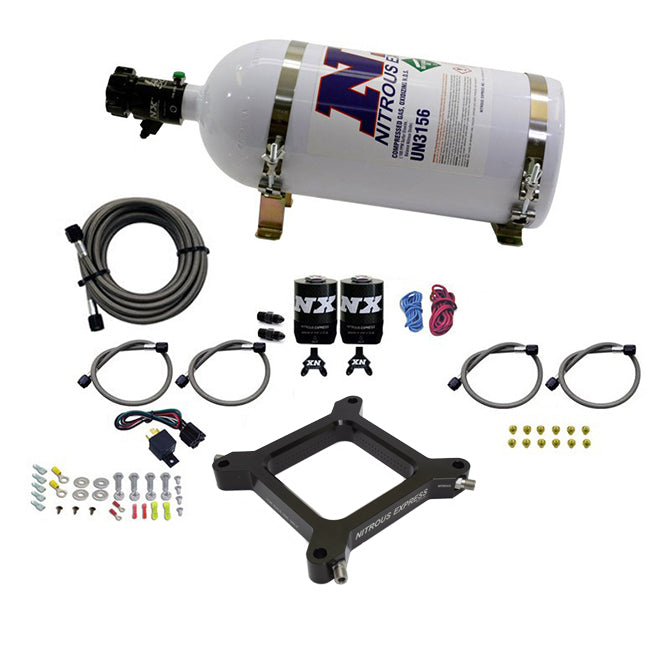 Nitrous Express 67540-10 Assassin Nitrous Plate System; 4150 Flange; 100-500 HP; Incl. 10 lb. Bottle; - Truck Part Superstore