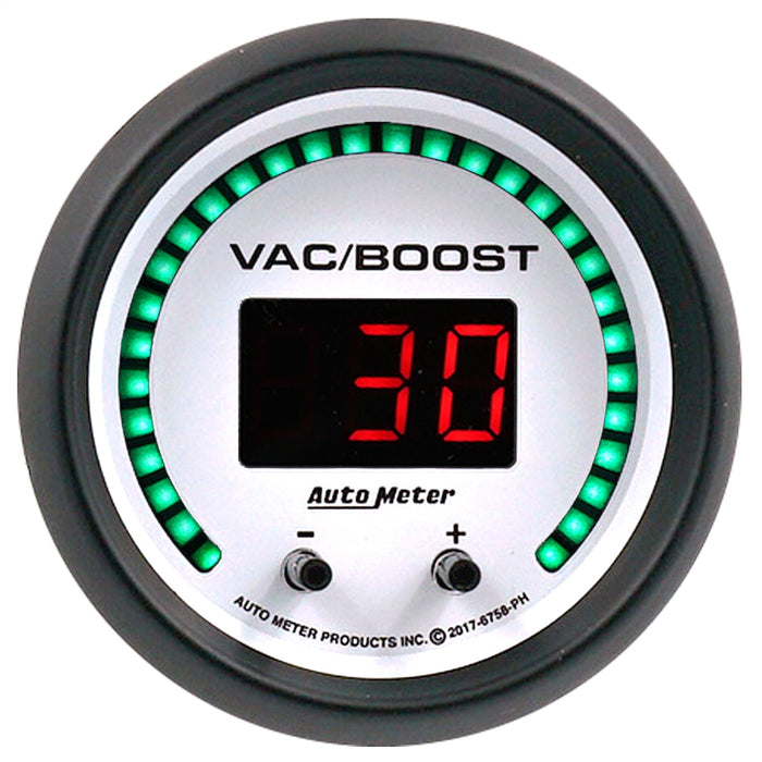 AutoMeter 6758-PH GAUGE; VAC/BOOST; 2 1/16in.; TWO CHANNEL; SELECTABLE; PHANTOM ELITE DIGITAL - Truck Part Superstore