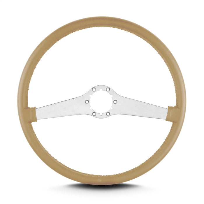 Lokar 67609 Lecarra Two Smooth Steering Wheel; Tan; Brushed Spokes; 15 in. Thin Grip; - Truck Part Superstore
