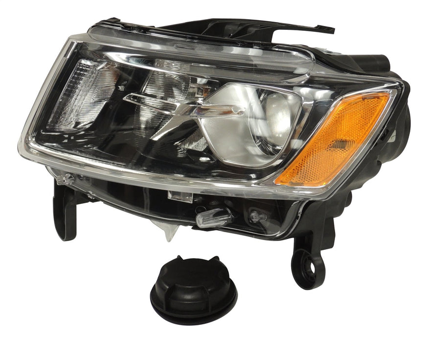 Crown Automotive Jeep Replacement 68110997AD Head Light; Left; w/ Halogen Lamps; w/ Silver Bezels; - Truck Part Superstore