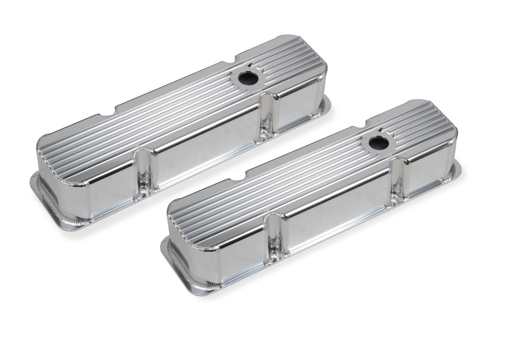 Mr Gasket 6814G Aluminum Valve Cover; Polished Finish; Finned; Pair; - Truck Part Superstore